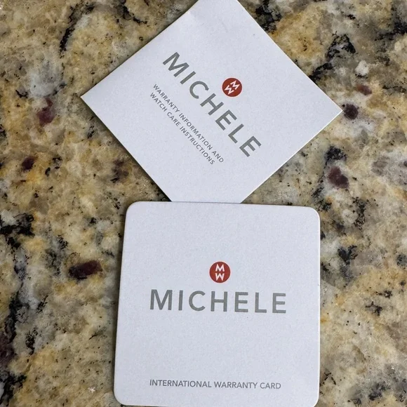 MICHELE Deco II Mother of Pearl Diamond 18K Gold Plated Leather Band Watch - Picture 7 of 15